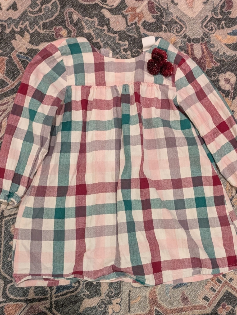 H&M Checked Cotton Dress in Teal, Burgundy, Pink, Cream